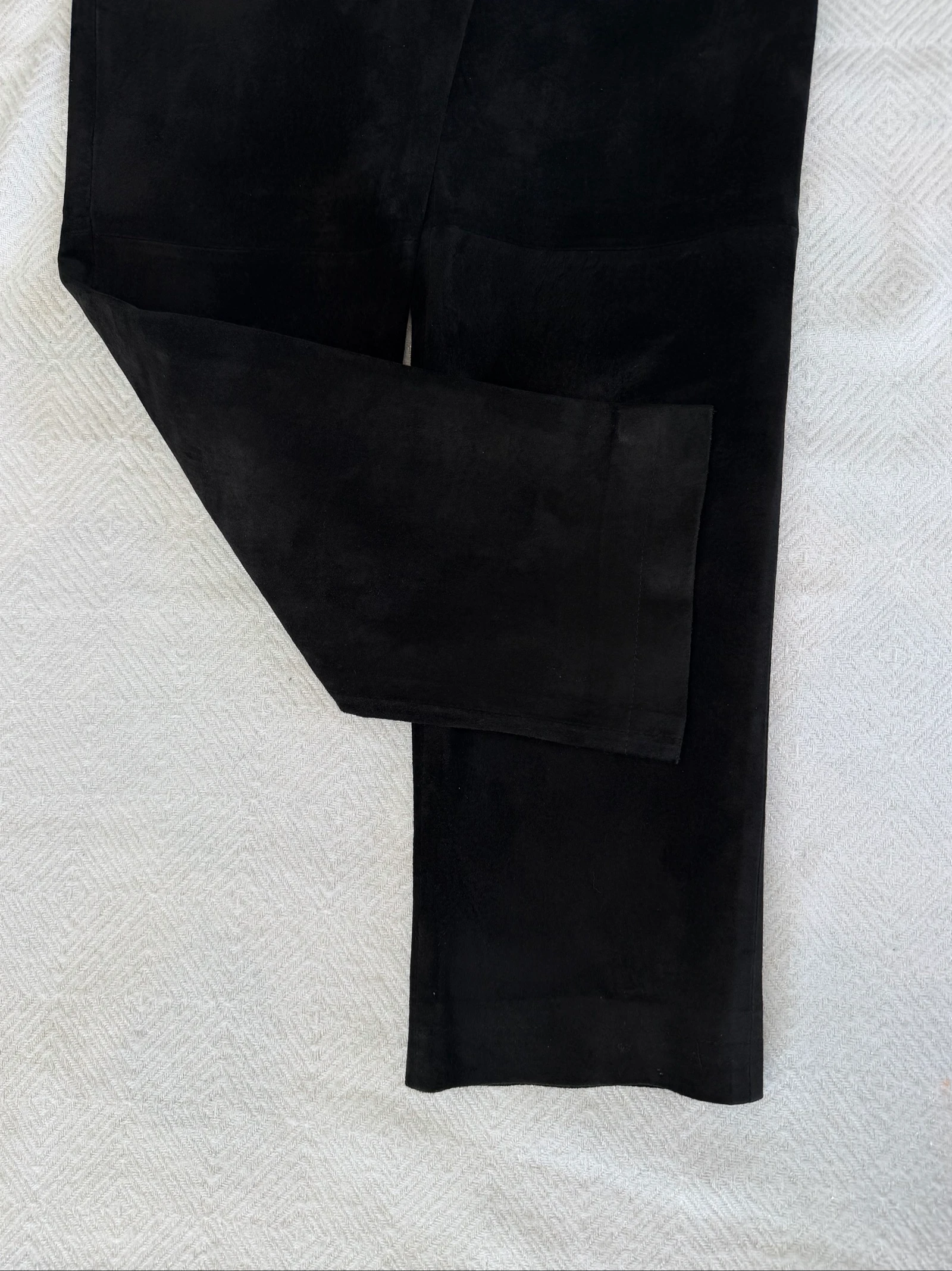 Calça couro preta de couro de porco veludo genuíno Édéis tamanho 36 – photo 12